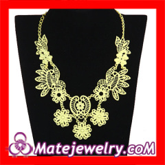 Chinese Yellow Costume Jewelry Vintage Designer Flower Bib Necklace Sale