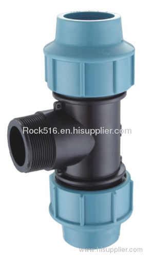 pp compression fittings pp male tee irrigation system supplier plastic pipe fittings