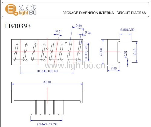 Gemeinsame Anode 0,39-Zoll-4-stelligen Segment Super helle grüne 7 led-display