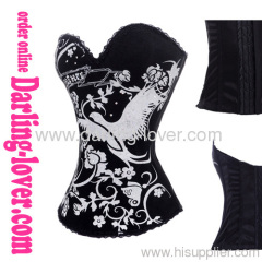 Hot Silver Phoenix Print Sexy Corset