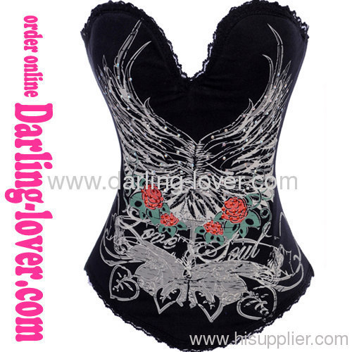 Sexy Black Four Flower Corset