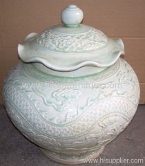 Antique ceramic blue pot