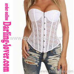 Hot Sexy White Lace Flower Corset