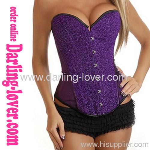 Purple Bronze Sequin Burlesque Corset