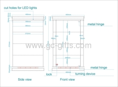 Rotary lockable acrylic showcases with LED lights