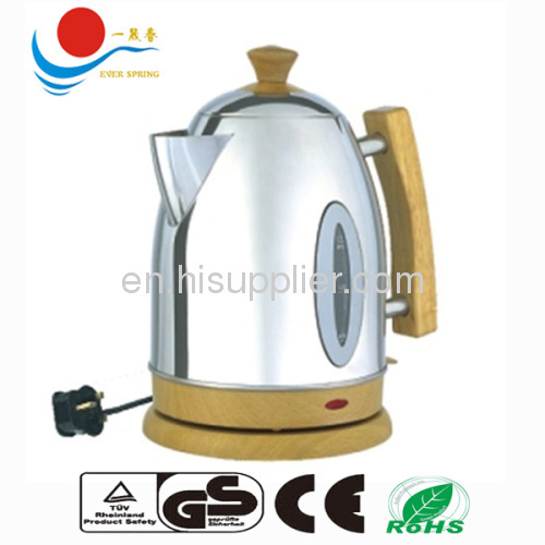 Cordless stainless steel electric kettle 1800W with CE ROH