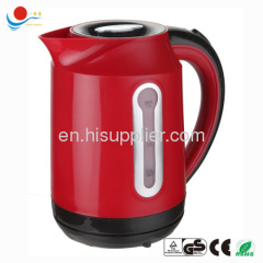 Red color plastic cordless electric kettle