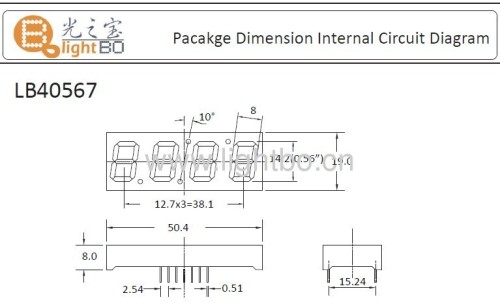 display a led blu ultra luminoso a 4 cifre da 0,56" (14,2 mm) a 7 segmenti per il controllo del forno, indicatori dell'orologio, 50,4 x 19 x 8 mm