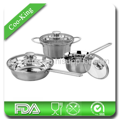 Glass Lid 6Pcs Stainless Steel Italian pan set