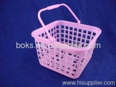 plastic household storage basket wih handle