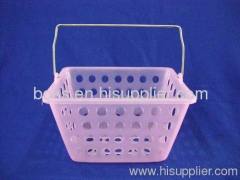plastic household storage basket wih handle