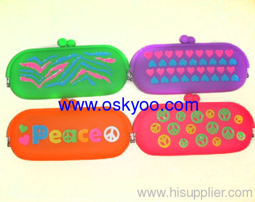 Candy-color Super Q Silicone glasses bag, make-up zipper bag explosion models drip silicone wallet purse