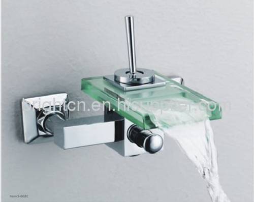 LED glass waterfall faucet