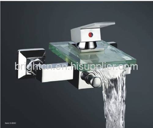 LED glass waterfall faucet