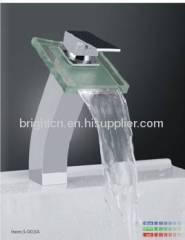 LED glass waterfall faucet