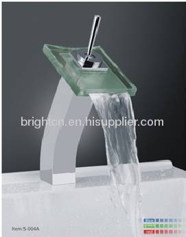 LED glass waterfall faucet