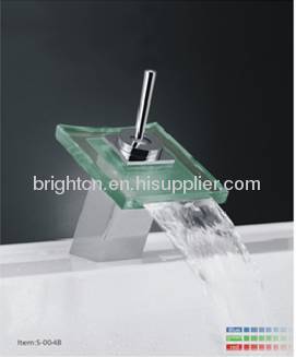 LED glass waterfall faucet