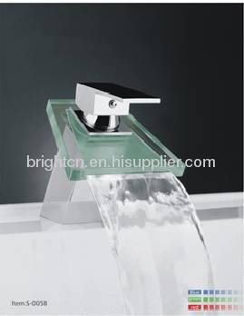 LED glass waterfall faucet