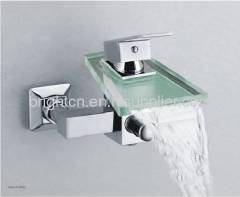 LED glass waterfall faucet