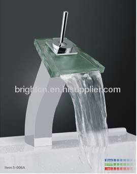 LED glass waterfall faucet