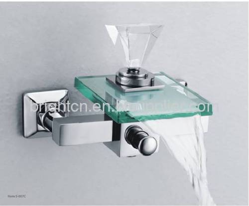 LED glass waterfall faucet