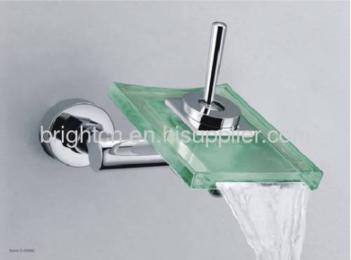 LED glass waterfall faucet