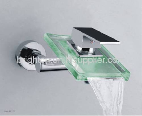 LED glass waterfall faucet