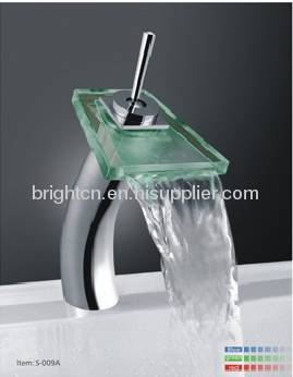 LED glass waterfall faucet