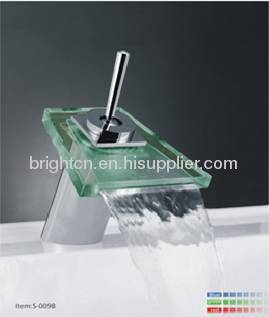 LED glass waterfall faucet