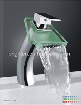 LED glass waterfall faucet