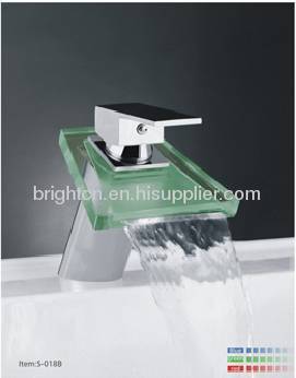 LED glass waterfall faucet