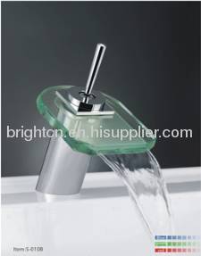 LED glass waterfall faucet