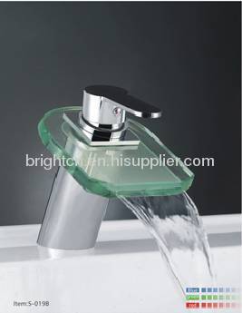 LED glass waterfall faucet