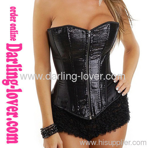 Black Sexy Zipper Beads Corset