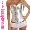 Sexy Silver Pu Fashion Zipper Corset