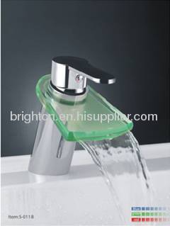 LED glass waterfall faucet