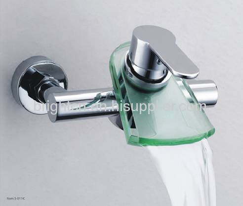 LED glass waterfall faucet