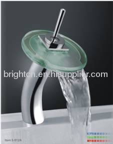 LED glass waterfall faucet