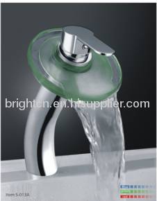 LED glass waterfall faucet