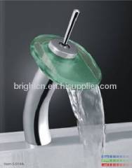 LED glass waterfall faucet