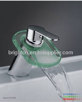 LED glass waterfall faucet