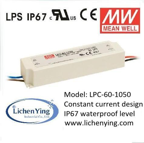 Mean Well 50W 1050mA Single Output LED Power Supply Driver LPC-60-1050 Constant current design IP67 drivers