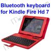 Folio Flip Stand Leather Case With Wireless Bluetooth Keyboard for Amazon Kindle Fire HD 7&quot; Tablet (Red)