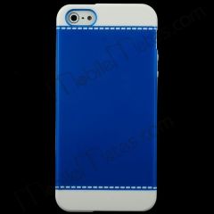 TPU Edge and Plastic Hard Back Cover Case for iPhone 5(Dark Blue)