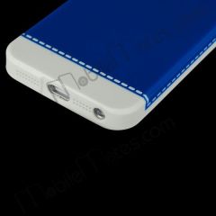 TPU Edge and Plastic Hard Back Cover Case for iPhone 5(Dark Blue)