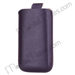 Straight Into Lichee Pattern Leather Pouch Case for iPhone 4/4S with Adjustable Belt,Size:9*14*2cm (Purple)