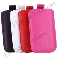 Straight Into Lichee Pattern Leather Pouch Case for iPhone 4/4S with Adjustable Belt,Size:9*14*2cm (Red)