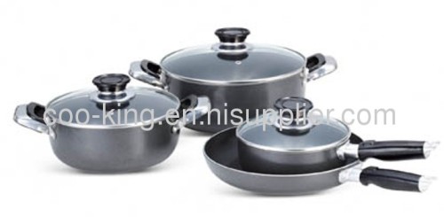 7PCS Glass lid aluminum non stick cookware