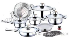 Stainless Steel Cookware Set with Thermo Knob thermometer stainless steel cookware set