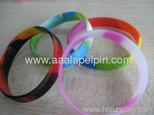 Multicolour 100% imprint Silicone Wristbands